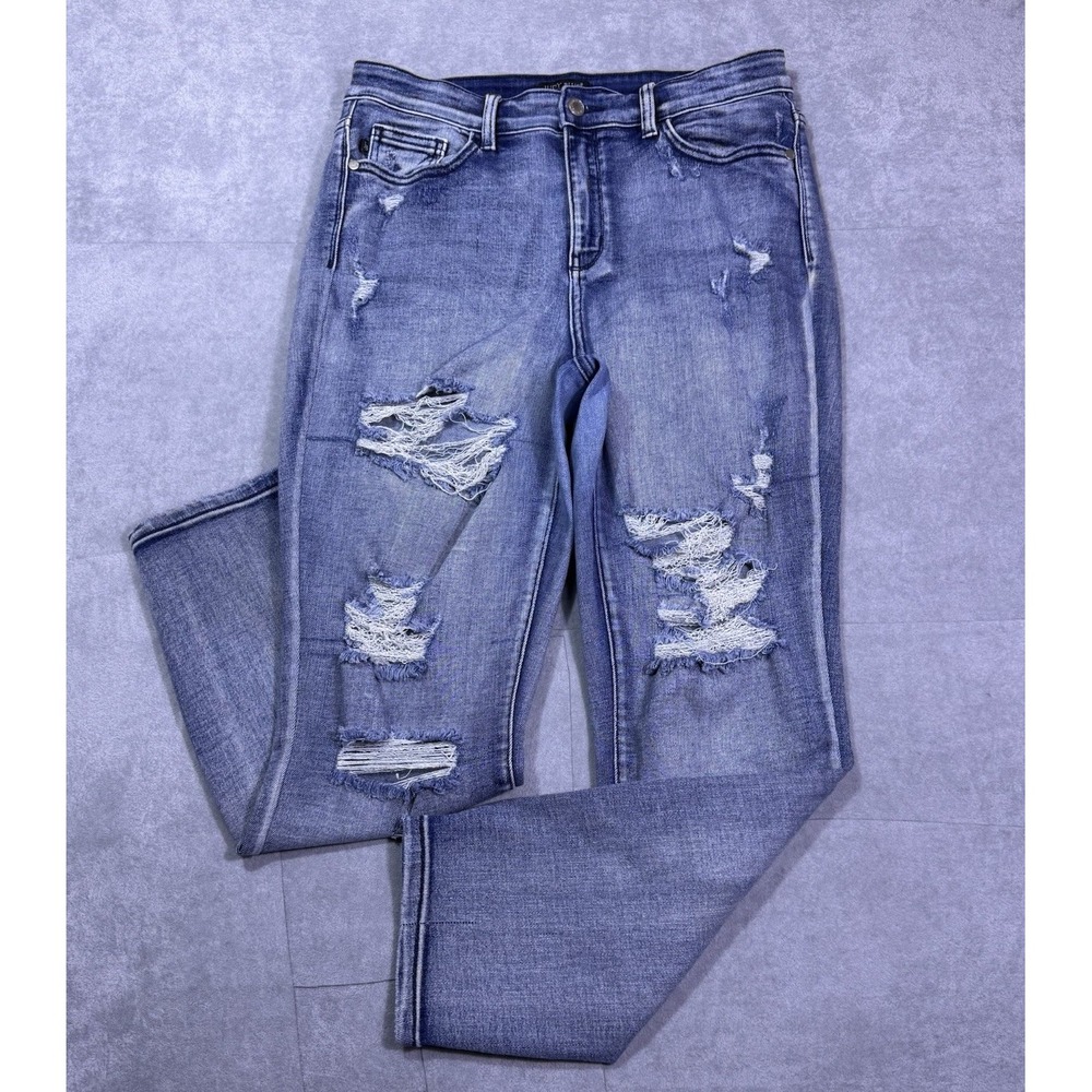 Judy Blue Jeans Womens 11/30 (30x27) Boyfriend Fit Distressed Highrise Ankle